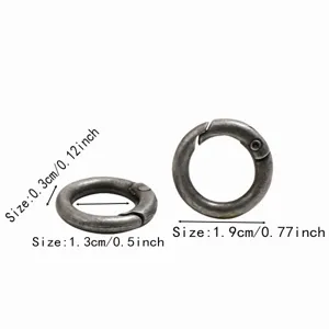 Vintage alloy round spring rings for DIY jewelry making, keychain and necklace connectors.