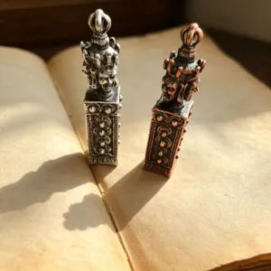 Tibetan style three faced vajra pestle seal pendant retro alloy vintage jewelry accessory main