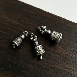 Tibetan style dorje bell charms vintage silver loose beads for DIY jewelry making main view