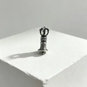 Tibetan style antique silver Vajra bell pendant for DIY bracelets and accessories.