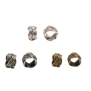 Perles d'espacement rétro en alliage à texture tressée pour bracelets en cuir DIY.