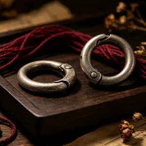 Vintage round metal spring ring clasp DIY keychain connector for necklace bracelet.