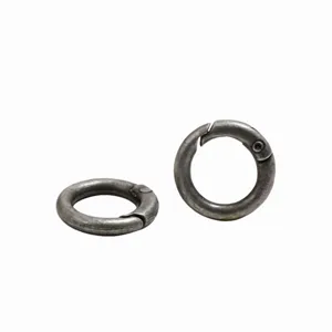 Antique silver alloy round spring rings for DIY jewelry making, keychains, and craft connectors.