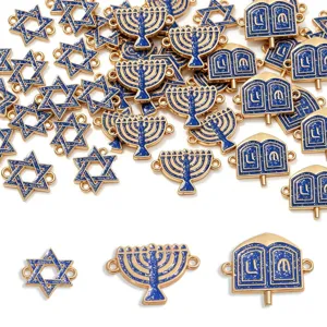 Hanukkah Hanukkah Alloy Double Pendant Fine Glitter Blue Enamel Links Connectors For DIY Necklace Bracelet Earring Keychain Jewelry Making Materials