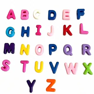 Perles alphabet acrylique colorées 26 lettres anglaises grands trous fabrication bijoux DIY