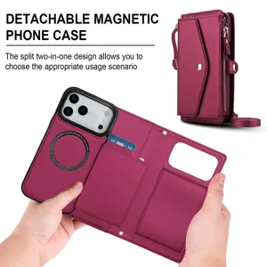 Custodia per telefono magnetica rimovibile portafoglio in pelle con tasche per carte iPhone.