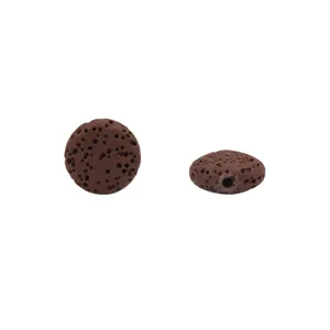 Natural brown volcanic lava stone round spacer loose beads for DIY jewelry making bracelets.