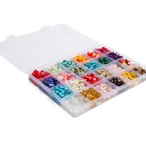 24 Gitter Naturstein Chips Set DIY handgemachte Perlen Armband Halskette Schmuckzubehör