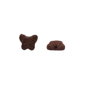 Perles en pierre de lave papillon marron pour fabrication de bijoux DIY, colliers et bracelets.