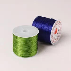 Cordón elástico redondo de cristal para joyería DIY, bobina de hilo de cuentas de 1,0 mm verde azul