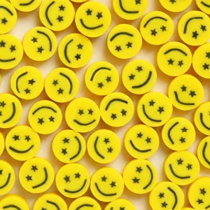 Polymer Clay Smiley Face Beads Star Eye Yellow Loose Beads For DIY Bracelet Necklace Jewelry Making Hand Woven Craft Materials