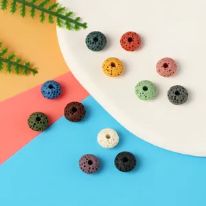 Natural colorful volcanic lava stone loose beads for DIY handmade bracelets and necklaces