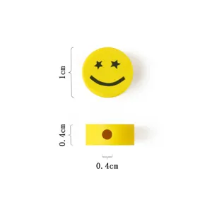 Yellow polymer clay star eye smiley face bead for DIY bracelet necklace jewelry making.