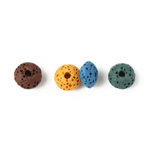 Natural colored lava stone loose beads oval porous DIY bracelet jewelry making main image