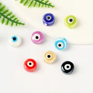 Perles lisses en céramique œil maléfique coloré pour bracelets colliers DIY fabrication vue principale