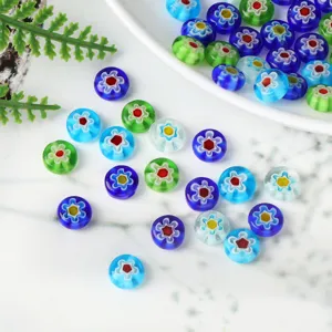 Colorful glass flower beads loose beads for DIY handmade bracelets necklaces craft supplies