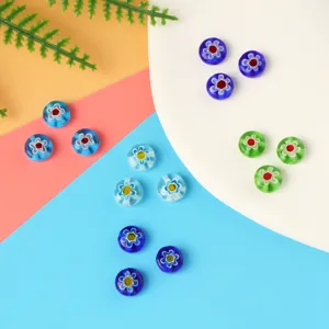 Colorful Murano glass flower loose beads for DIY handmade bracelets and necklaces crafting supplies