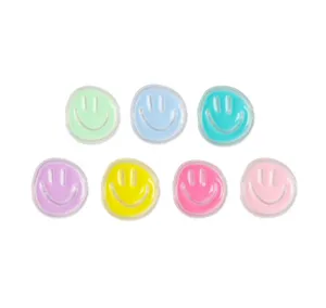Colorful transparent acrylic smiley face beads for handmade DIY jewelry making bracelets.
