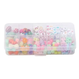 Set de cuentas DIY de acrílico con cuentas de letras, dijes y caja para joyas hechas a mano.