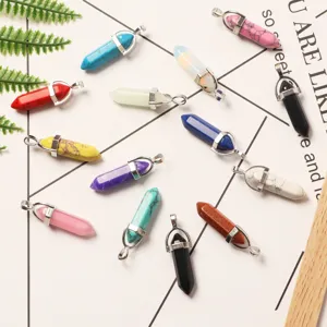 Sechseckige Säule Türkis Anhänger Kristall Charms Für DIY Halskette Armband Schmuckherstellung Süß Coole Stil Damen Geschenk