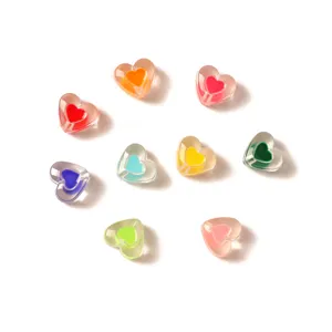 Cuentas de corazón de acrílico transparente para joyería DIY, abalorios para pulseras.