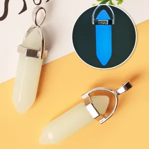 Leuchtender sechseckiger Kristallstein Anhänger Halskette Zubehör DIY Schmuckherstellung
