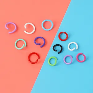 Colorful metal jump rings for handmade DIY jewelry crafting and accessories creation.