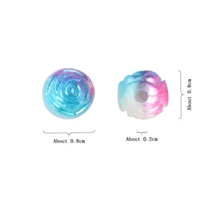 ABS imitation pearl dual-color rose flower loose beads detail, about 0.8cm size for DIY jewelry.