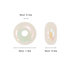 Close-up detail view of colorful acrylic large hole spacer beads with clear dimensions.