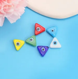 Colorful triangular evil eye glass beads for DIY jewelry making bracelets and necklaces.