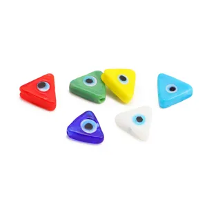 Colorful triangle evil eye glass loose beads for handmade DIY bracelets necklaces parts.