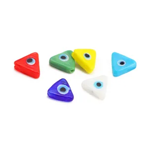 Colorful glass triangular evil eye loose beads for DIY handmade bracelets and necklaces