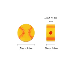 Perles en argile souple en forme de softball jaune accessoires de bijoux matériaux faits à la main