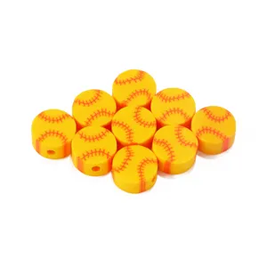 Perles en argile polymère softball jaune pour bijoux faits main bracelet collier DIY