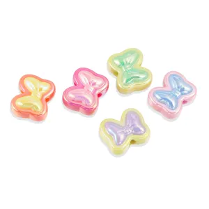 Colorful iridescent acrylic bow loose beads for DIY handmade bracelets and necklaces.