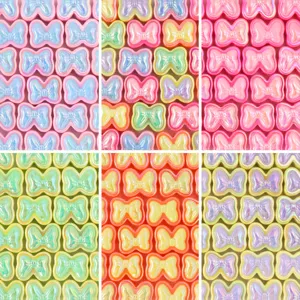 Acrylic Bow-knot Loose Beads Colorful Holographic Plating DIY Jewelry Making Material For Bracelet Necklace Hand-Woven Beads