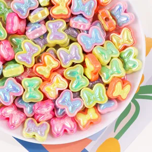 Colorful acrylic bow loose beads for DIY handmade bracelets and necklaces jewelry making.