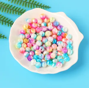 ABS plastic dual-color rose flower loose beads for DIY handmade bracelets and necklaces.