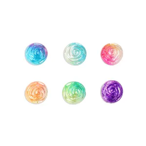 Close-up of colorful two-color rose loose beads for DIY bracelets and necklaces making.
