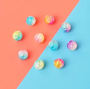 Colorful ABS imitation pearl dual-color rose loose beads for handmade DIY jewelry bracelets.
