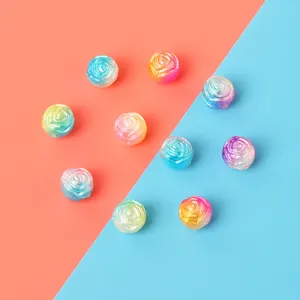 Colorful ABS imitation pearl rose beads for DIY handmade bracelets necklaces jewelry making.