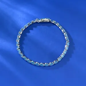 S925 Silber hellblau Tennisarmband mit runden Steinen für eleganten Sommerschmuck