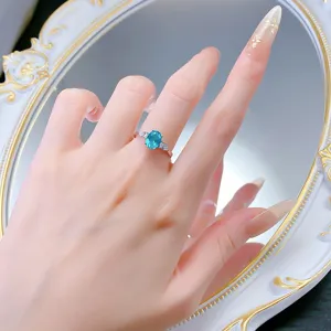 925 silber erstellter paraiba ovaler ring drei steine vintage mode schmuck damen