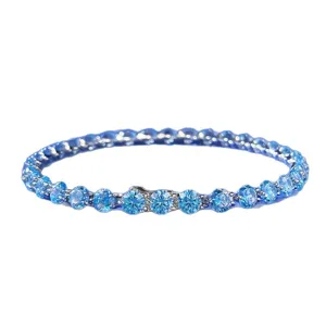S925 Silber hellblau Edelstein Tennis Armband 4mm rund glänzend Sommer Damen Schmuck