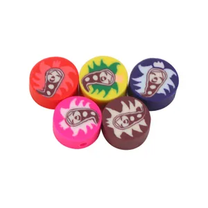 Colorful polymer clay round spacer beads for DIY jewelry making handmade bracelets