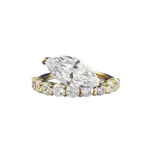 Prachtige S925 Zilveren Marquise Witte Diamant Ring Luxe Mode Sieraden Vrouwen