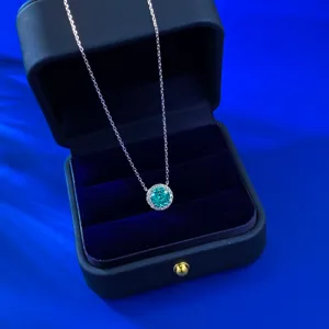 Collier Paraiba Rond 7.0mm en Argent S925 Élégant Mode Femme Bijou Classique Cadeau