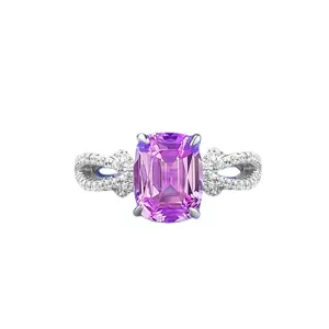 Stunning lab-grown pink sapphire ring in 925 silver with a sparkling bowknot design daily wear.