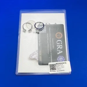 Ensemble de bagues en argent S925 moissanite ovale 7x10mm solitaire ouvertes empilables avec GRA