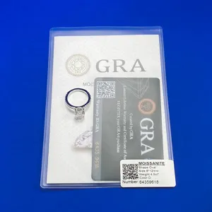 S925 sterling silver oval 8x12mm 4.5ct moissanite ring with GRA certificate, classic design.
